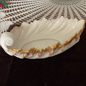 Lenox White and Gold Leaf Dish